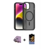 MARSİLYAN™- iPhone 15 Kılıf Siluet Minimal Prime - Siyah Buffer Hayalet Cam Ekran Koruyucu + Raze Metal Kamera Lens - SI