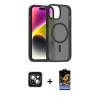 MARSİLYAN™- iPhone 15 Kılıf Siluet Minimal Prime - Siyah Buffer Hayalet Cam Ekran Koruyucu + Yeşil PVD Metal Kamera Lens