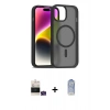 MARSİLYAN™- iPhone 15 Kılıf Siluet Minimal Prime - Siyah Joko Magic 5D Cam + Yeşil Bilvis Titan Kamera Lens