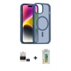 MARSİLYAN™- iPhone 15 Kılıf Siluet Minimal Prime - Siyah Polymer Nano Ekran Koruyucu + Bilvis Titan Kamera Lens - PE