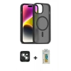MARSİLYAN™- iPhone 15 Kılıf Siluet Minimal Prime - Siyah Polymer Nano Ekran Koruyucu + PVD Metal Kamera Lens - YL