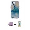 MARSİLYAN™- iPhone 15 Kılıf Ufuk Doku Prime - Siyah Polymer Nano Ekran Koruyucu + Raze Metal Kamera Lens - PE