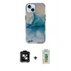 MARSİLYAN™- iPhone 15 Kılıf Ufuk Doku Prime - Siyah Polymer Nano Ekran Koruyucu + PVD Metal Kamera Lens - TU