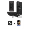 MARSİLYAN™- iPhone 15 Kılıf Vadi Form Prime - Siyah Buffer Hayalet Cam Ekran Koruyucu + PVD Metal Kamera Lens - YL