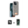 MARSİLYAN™- iPhone 15 Kılıf Vadi Klasik Serisi - Şeffaf 360 Full Body Arka Koruyucu + PVD Metal Kamera Lens - YL