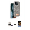 MARSİLYAN™- iPhone 15 Kılıf Vadi Klasik Serisi - Siyah Buffer Hayalet Cam Ekran Koruyucu + Bilvis Titan Kamera Lens - YL