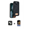 MARSİLYAN™- iPhone 15 Kılıf Vadi Klasik Serisi - Siyah Buffer Hayalet Cam Ekran Koruyucu + PVD Metal Kamera Lens - YL