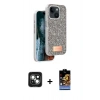 MARSİLYAN™- iPhone 15 Kılıf Vadi Klasik Serisi - Siyah Buffer Hayalet Cam Ekran Koruyucu + PVD Metal Kamera Lens - YL