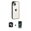 MARSİLYAN™- iPhone 15 Kılıf Vadi Minimal - Şeffaf 360 Full Body Arka Koruyucu + PVD Metal Kamera Lens - TU