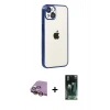MARSİLYAN™- iPhone 15 Kılıf Vadi Minimal - Siyah 360 Mat Full Body Arka Koruyucu + Raze Metal Kamera Lens - SI