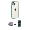 MARSİLYAN™- iPhone 15 Kılıf Vadi Minimal - Siyah 360 Mat Full Body Arka Koruyucu + Raze Metal Kamera Lens - YL