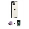 MARSİLYAN™- iPhone 15 Kılıf Vadi Minimal - Siyah 360 Mat Full Body Arka Koruyucu + Raze Metal Kamera Lens - SI