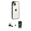 MARSİLYAN™- iPhone 15 Kılıf Vadi Minimal - Siyah 360 Mat Full Body Arka Koruyucu + Bilvis Titan Kamera Lens - YL