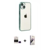 MARSİLYAN™- iPhone 15 Kılıf Vadi Minimal - Siyah Bilvis 3D Mat Cam Ekran Koruyucu + Bilvis Titan Kamera Lens - SH
