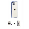 MARSİLYAN™- iPhone 15 Kılıf Vadi Minimal - Siyah Bilvis 3D Mat Cam Ekran Koruyucu + Bilvis Titan Kamera Lens - SH
