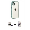MARSİLYAN™- iPhone 15 Kılıf Vadi Minimal - Siyah Bilvis 3D Mat Cam Ekran Koruyucu + Pembe Bilvis Titan Kamera Lens