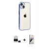 MARSİLYAN™- iPhone 15 Kılıf Vadi Minimal - Siyah Bilvis 3D Mat Cam Ekran Koruyucu + Pembe Bilvis Titan Kamera Lens