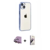 MARSİLYAN™- iPhone 15 Kılıf Vadi Minimal - Siyah Bilvis 3D Mat Cam Ekran Koruyucu + Raze Metal Kamera Lens - PE