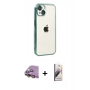 MARSİLYAN™- iPhone 15 Kılıf Vadi Minimal - Siyah Bilvis 3D Mat Cam Ekran Koruyucu + Raze Metal Kamera Lens - PE