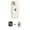 MARSİLYAN™- iPhone 15 Kılıf Vadi Minimal - Siyah Bilvis 3D Mat Cam Ekran Koruyucu + PVD Metal Kamera Lens - TU