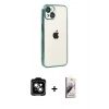 MARSİLYAN™- iPhone 15 Kılıf Vadi Minimal - Siyah Bilvis 3D Mat Cam Ekran Koruyucu + PVD Metal Kamera Lens - TU