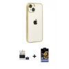 MARSİLYAN™- iPhone 15 Kılıf Vadi Minimal - Siyah Buffer Hayalet Cam Ekran Koruyucu + Bilvis Titan Kamera Lens - PE