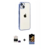 MARSİLYAN™- iPhone 15 Kılıf Vadi Minimal - Siyah Buffer Hayalet Cam Ekran Koruyucu + Bilvis Titan Kamera Lens - PE