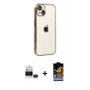 MARSİLYAN™- iPhone 15 Kılıf Vadi Minimal - Siyah Buffer Hayalet Cam Ekran Koruyucu + Bilvis Titan Kamera Lens - PE