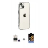 MARSİLYAN™- iPhone 15 Kılıf Vadi Minimal - Siyah Buffer Hayalet Cam Ekran Koruyucu + Bilvis Titan Kamera Lens - PE