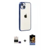 MARSİLYAN™- iPhone 15 Kılıf Vadi Minimal - Siyah Buffer Hayalet Cam Ekran Koruyucu + Bilvis Titan Kamera Lens - PE