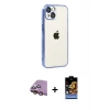 MARSİLYAN™- iPhone 15 Kılıf Vadi Minimal - Siyah Buffer Hayalet Cam Ekran Koruyucu + Raze Metal Kamera Lens - PE