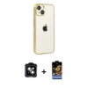 MARSİLYAN™- iPhone 15 Kılıf Vadi Minimal - Siyah Buffer Hayalet Cam Ekran Koruyucu + PVD Metal Kamera Lens - TU