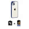 MARSİLYAN™- iPhone 15 Kılıf Vadi Minimal - Siyah Buffer Hayalet Cam Ekran Koruyucu + PVD Metal Kamera Lens - TU