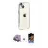MARSİLYAN™- iPhone 15 Kılıf Vadi Minimal - Siyah Buffer Hayalet Cam Ekran Koruyucu + Raze Metal Kamera Lens - YL