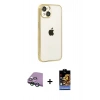 MARSİLYAN™- iPhone 15 Kılıf Vadi Minimal - Siyah Buffer Hayalet Cam Ekran Koruyucu + Raze Metal Kamera Lens - YL
