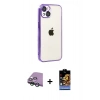 MARSİLYAN™- iPhone 15 Kılıf Vadi Minimal - Siyah Buffer Hayalet Cam Ekran Koruyucu + Raze Metal Kamera Lens - YL