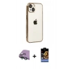 MARSİLYAN™- iPhone 15 Kılıf Vadi Minimal - Siyah Buffer Hayalet Cam Ekran Koruyucu + Raze Metal Kamera Lens - YL