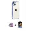MARSİLYAN™- iPhone 15 Kılıf Vadi Minimal - Siyah Buffer Hayalet Cam Ekran Koruyucu + Raze Metal Kamera Lens - SI