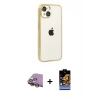 MARSİLYAN™- iPhone 15 Kılıf Vadi Minimal - Siyah Buffer Hayalet Cam Ekran Koruyucu + Raze Metal Kamera Lens - SI