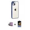MARSİLYAN™- iPhone 15 Kılıf Vadi Minimal - Siyah Buffer Hayalet Cam Ekran Koruyucu + Raze Metal Kamera Lens - SI