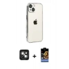 MARSİLYAN™- iPhone 15 Kılıf Vadi Minimal - Siyah Buffer Hayalet Cam Ekran Koruyucu + PVD Metal Kamera Lens - YL