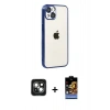 MARSİLYAN™- iPhone 15 Kılıf Vadi Minimal - Siyah Buffer Hayalet Cam Ekran Koruyucu + PVD Metal Kamera Lens - YL