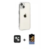 MARSİLYAN™- iPhone 15 Kılıf Vadi Minimal - Siyah Buffer Hayalet Cam Ekran Koruyucu + PVD Metal Kamera Lens - YL