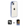 MARSİLYAN™- iPhone 15 Kılıf Vadi Minimal - Siyah Buffer Hayalet Cam Ekran Koruyucu + PVD Metal Kamera Lens - YL