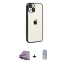 MARSİLYAN™- iPhone 15 Kılıf Vadi Minimal - Siyah Joko Magic 5D Cam + Raze Metal Kamera Lens - SI
