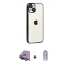 MARSİLYAN™- iPhone 15 Kılıf Vadi Minimal - Siyah Joko Magic 5D Cam + Raze Metal Kamera Lens - YL