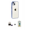 MARSİLYAN™- iPhone 15 Kılıf Vadi Minimal - Siyah Polymer Nano Ekran Koruyucu + Bilvis Titan Kamera Lens - SH
