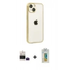 MARSİLYAN™- iPhone 15 Kılıf Vadi Minimal - Siyah Polymer Nano Ekran Koruyucu + Bilvis Titan Kamera Lens - SH