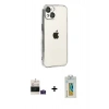 MARSİLYAN™- iPhone 15 Kılıf Vadi Minimal - Siyah Polymer Nano Ekran Koruyucu + Bilvis Titan Kamera Lens - PE