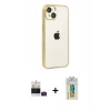 MARSİLYAN™- iPhone 15 Kılıf Vadi Minimal - Siyah Polymer Nano Ekran Koruyucu + Bilvis Titan Kamera Lens - PE